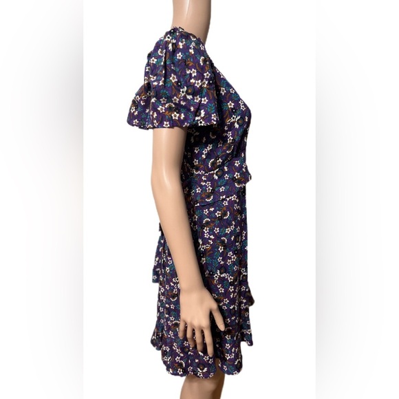 Band of the Free Dress M Purple Floral Puff Sleeve Mini Boho Cottagecore - Picture 3 of 10